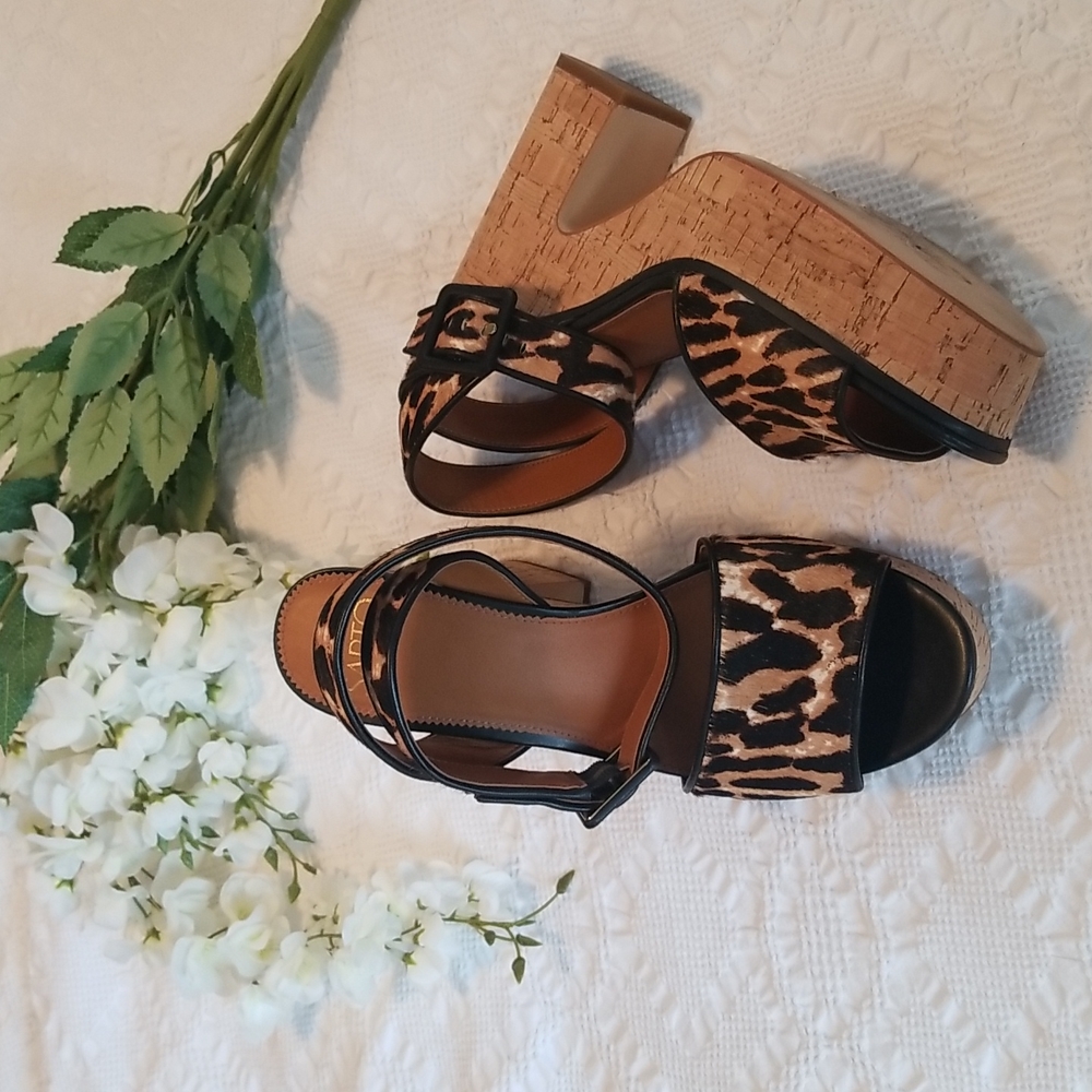 Sarto by Franco Sarto Leopard Franny Calf Hair Sandal Women's Size 9M